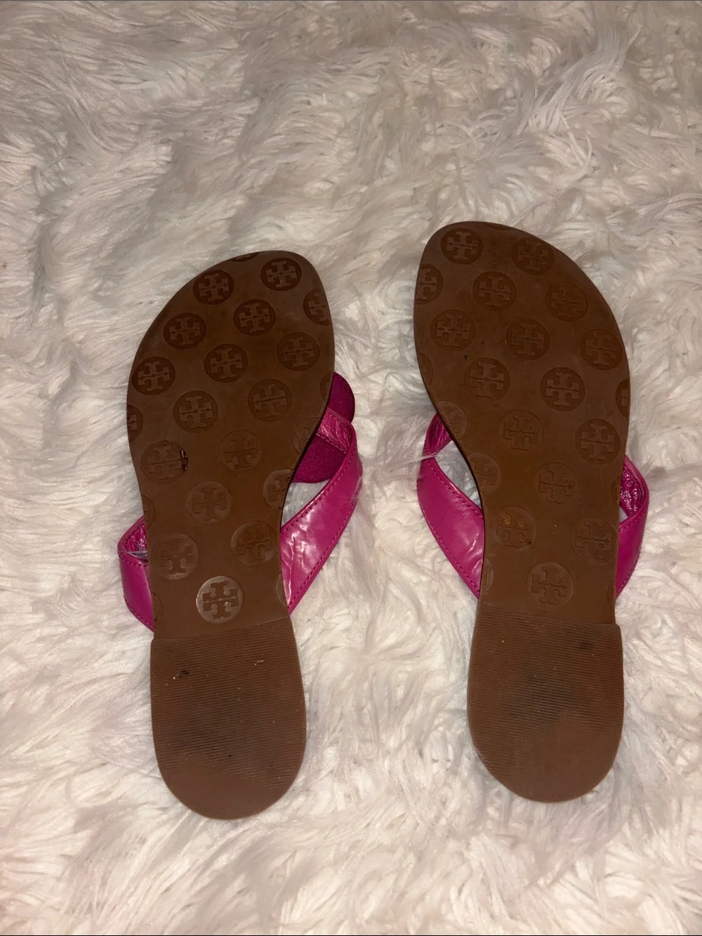 Tory Burch Fuchsia Floral Leather Thong Sandals